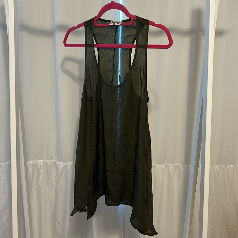 Olive green silky tank (b2)